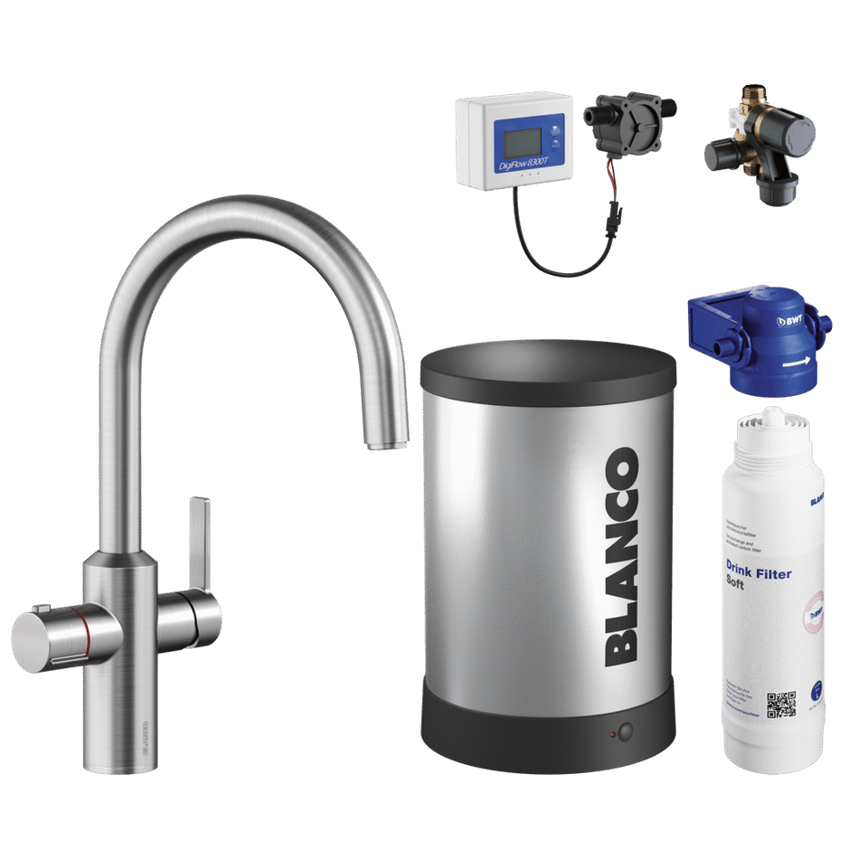 Blanco drink.hot TAMPERA 3-in-1 PVD Boiling Water Tap - Stainless Steel - 526560