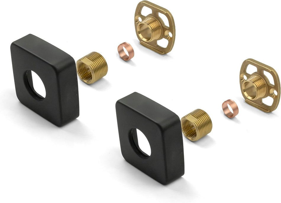 Matt Black Square Shower Mounting Kit – Bar Valve Fast Fix Brackets with 3/4” BSP Connections