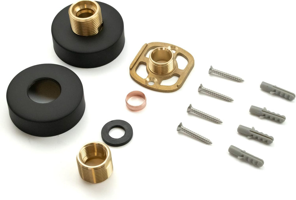 Matt Black Round Shower Mounting Kit – Bar Valve Fast Fix Brackets with 3/4” BSP Connections