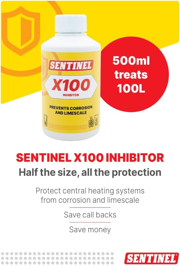 Sentinel X100 Inhibitor 500ml Prevents Limescale and Corrosion Super Concentrate Inhibitor for Central Heating Systems