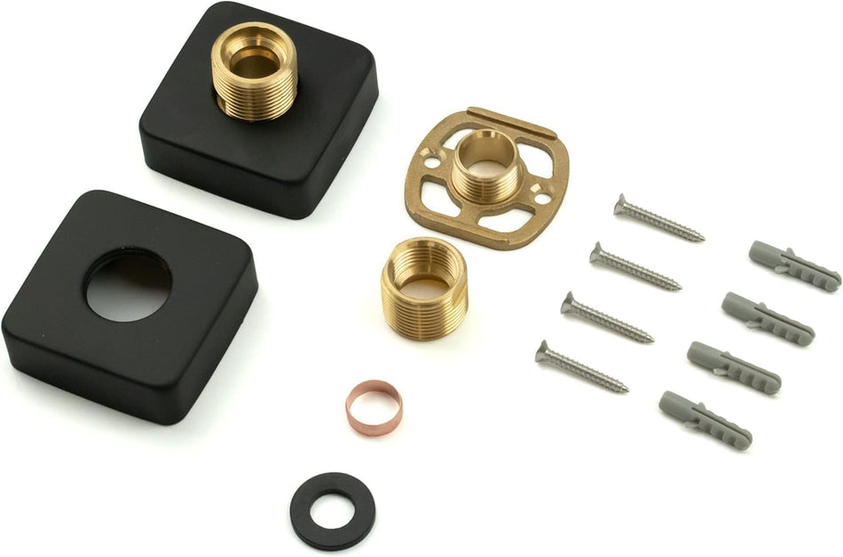 Matt Black Square Shower Mounting Kit – Bar Valve Fast Fix Brackets with 3/4” BSP Connections