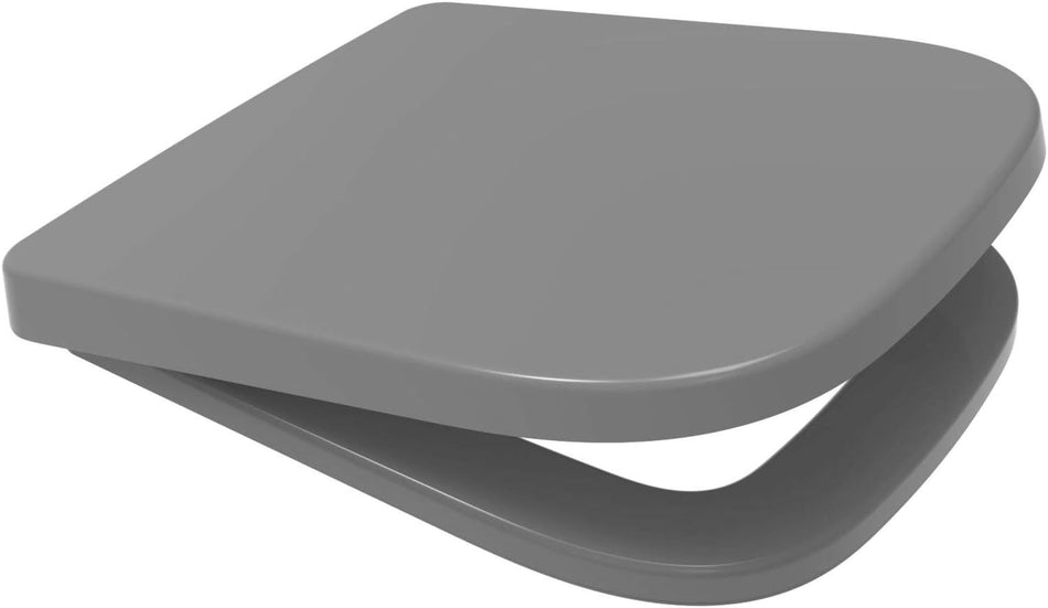 V20 Square Soft Close Toilet Seat Grey – Quick Release D-Shape Toilet Seat with Top & Bottom Fixings