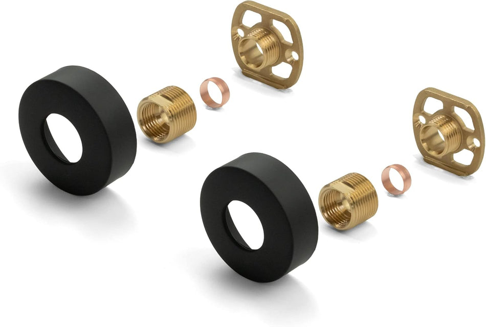 Matt Black Round Shower Mounting Kit – Bar Valve Fast Fix Brackets with 3/4” BSP Connections