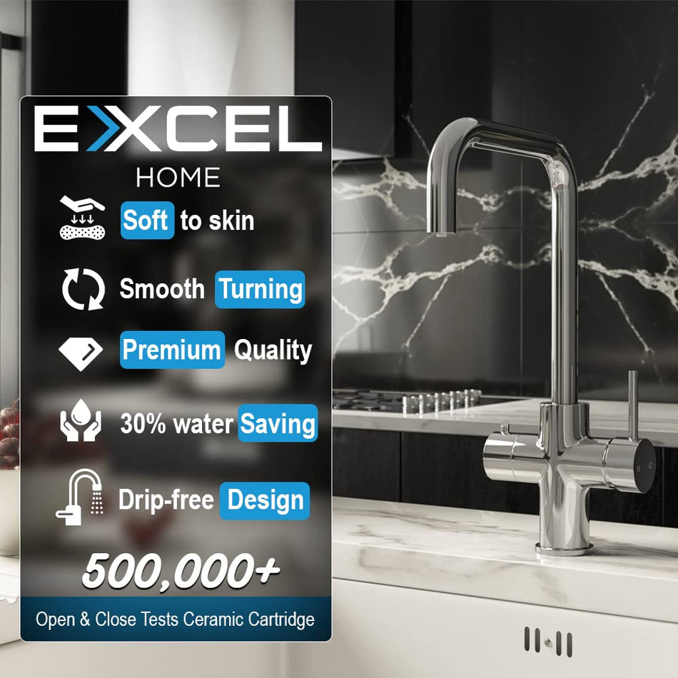 Boiling Water Tap, 2.4L Boiler Unit & Carbon Water Filter - 3 in 1 Instant Hot Water Tap (Matt Black)