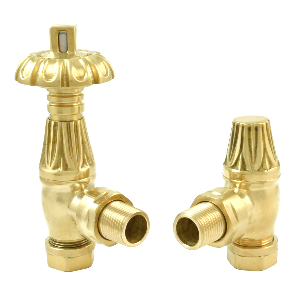 Thermostatic Radiator Valves – Traditional Design 1/2" x 15mm Metal Head | Westminster Polished Brass