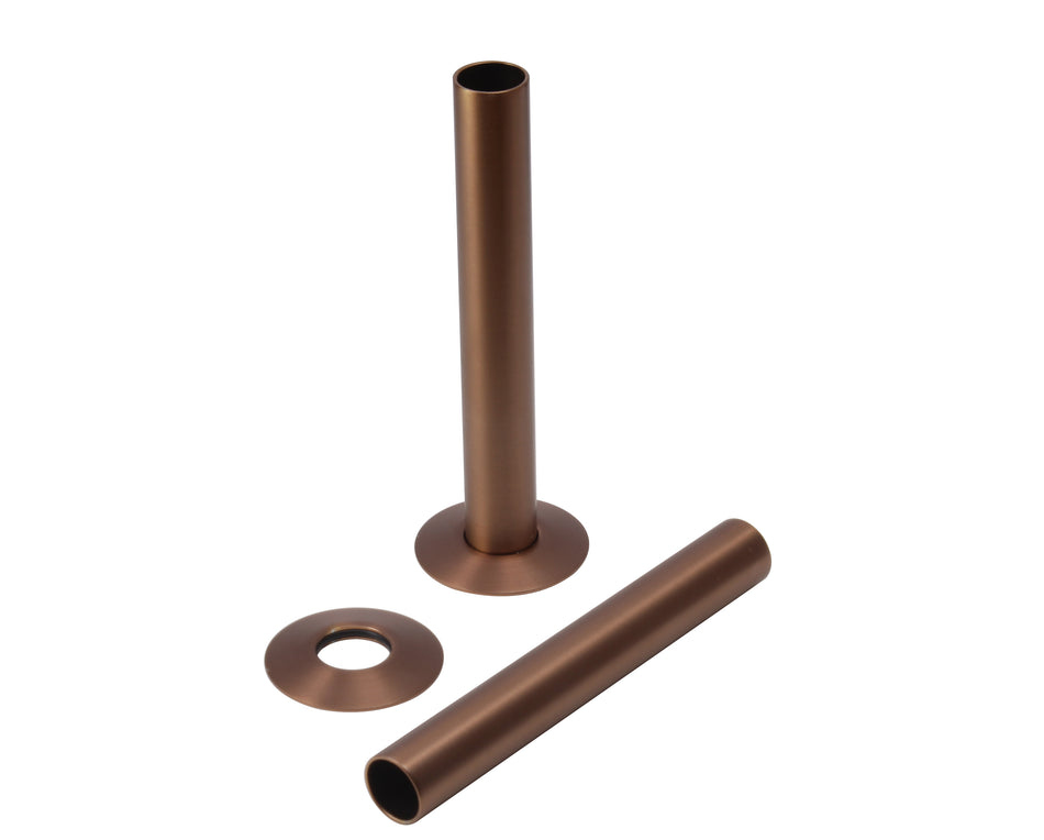 Solid Brass Radiator Pipe Sleeves 18mm x 130mm – Radiator Pipe Covers & Shroud Kit – Brushed Bronze Pair