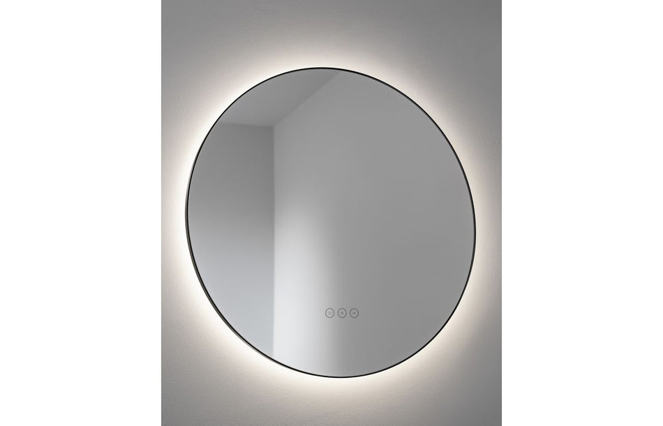 Abode Mayar 600mm Round LED Mirror - Matt Black