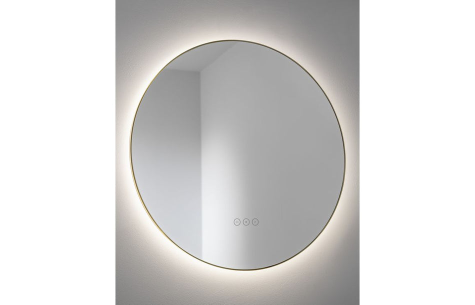 Abode Mayar 600mm Round LED Mirror - Brushed Brass