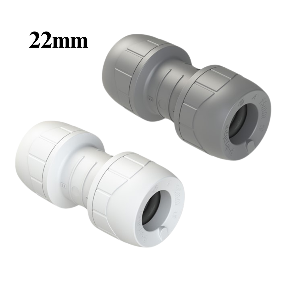 PB022 22mm PolyPlumb Coupling – Quick-Fit Polybutylene Fittings for Hot & Cold Water & Heating