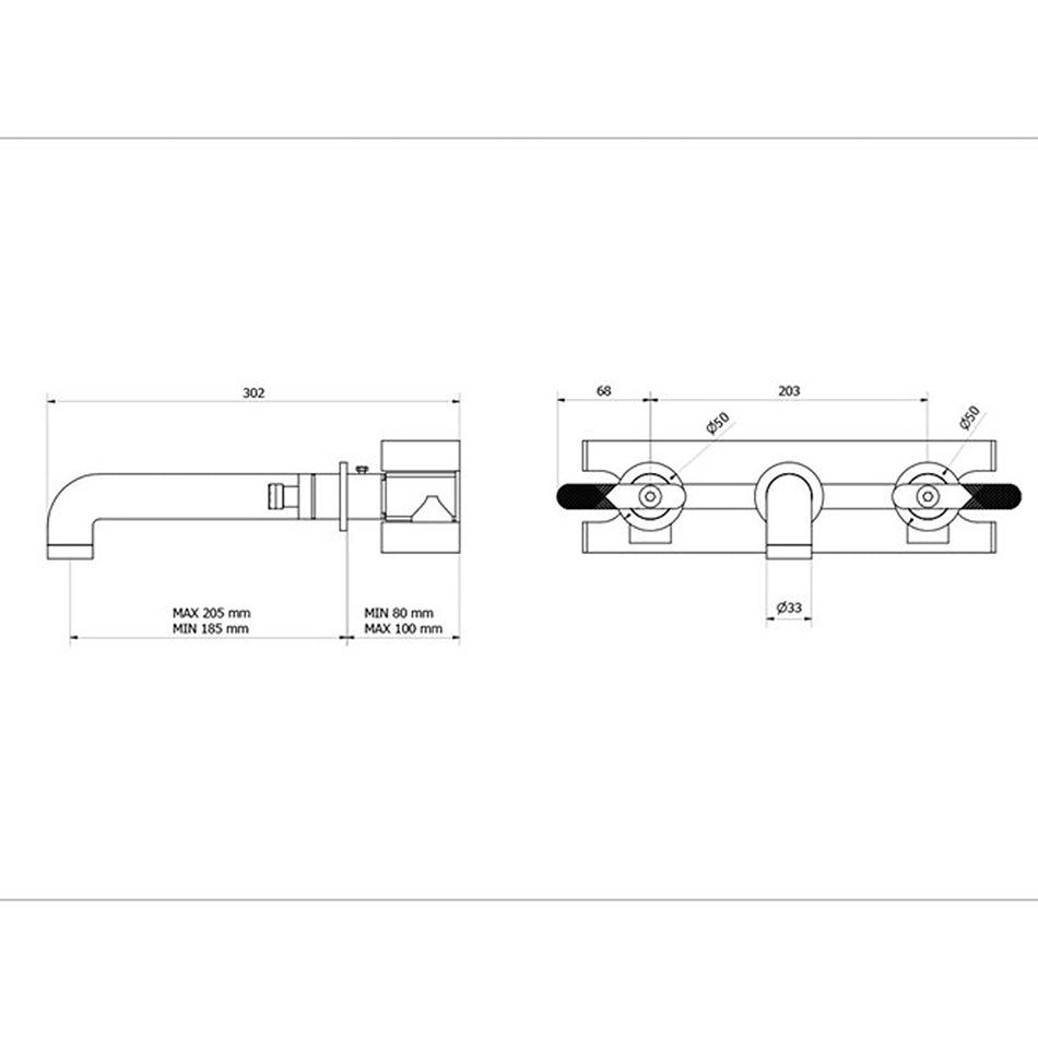 Crosswater Union WRAS Approved 3 Hole Wall Mounted Basin Mixer Tap with Levers - Matt Black