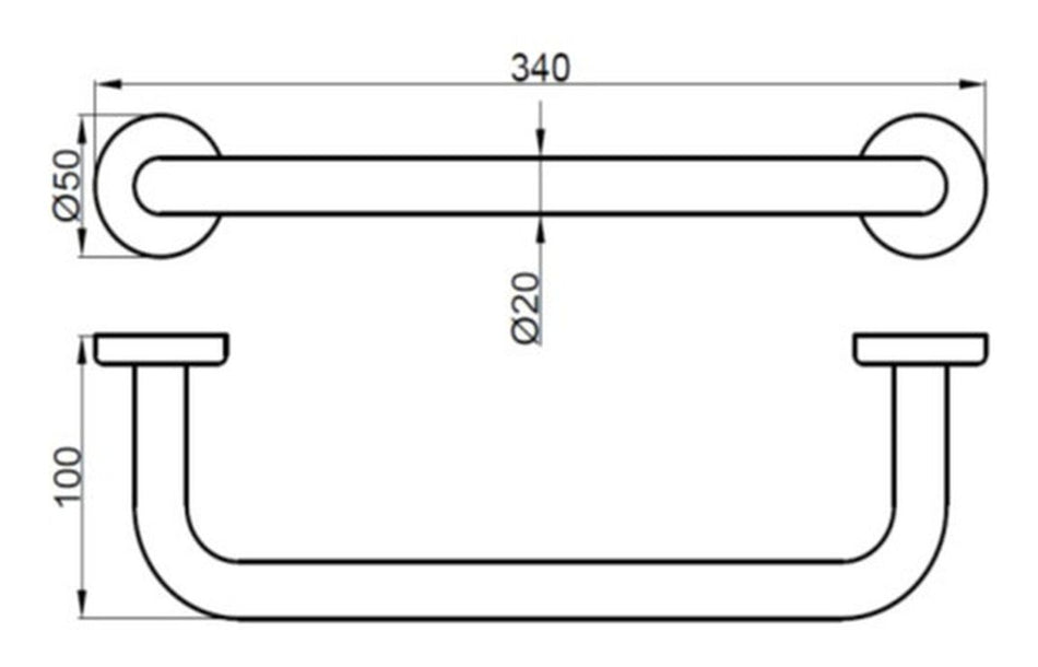 Straight Grab Rail For Bathroom - Brushed Brass