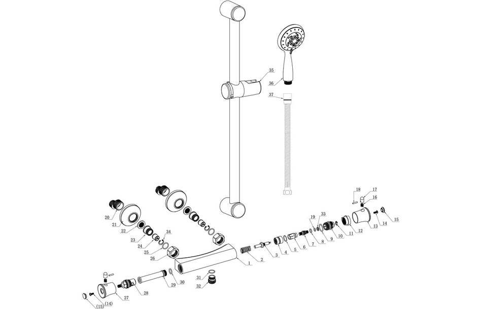Aergo Cool-Touch Thermostatic Bar Mixer Shower - Chrome