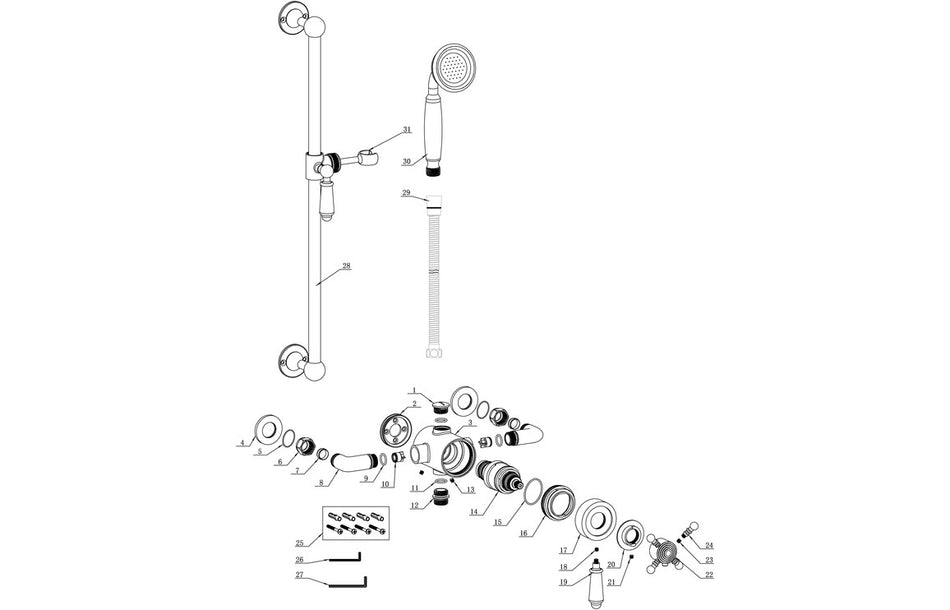 Barwick Shower Pack One - Concentric Single Outlet Shower Valve & Riser Kit - Chrome
