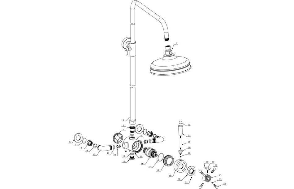 Barwick Shower Pack Two - Concentric Single Outlet Shower Valve & Overhead Kit - Chrome