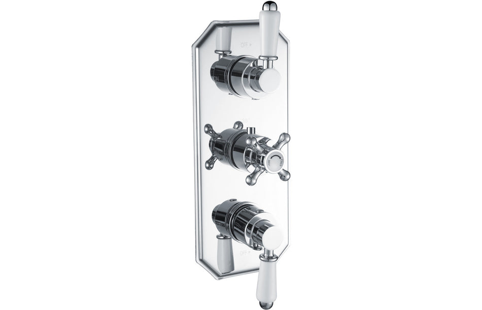 Barwick Traditional Lever Thermostatic Two Outlet Shower Valve - Chrome