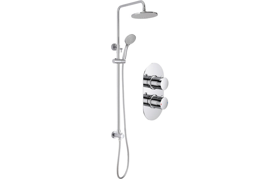 Aestro Shower Pack Two - Two Outlet Twin Shower Valve w/Riser & Overhead Kit - Chrome