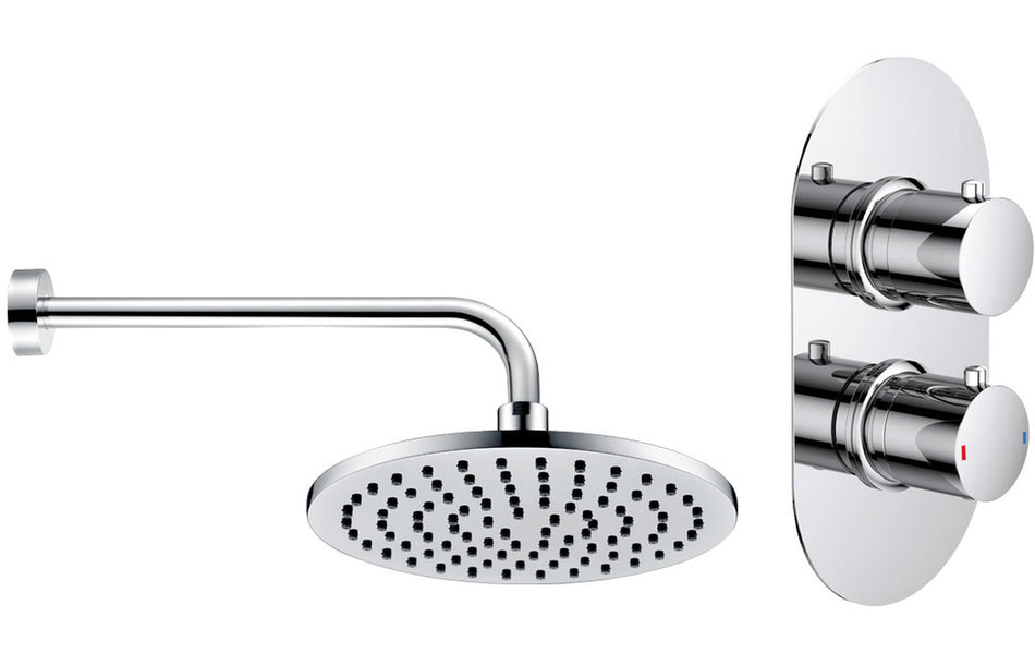 Aestro Shower Pack Three - Single Outlet Twin Shower Valve w/Overhead - Chrome
