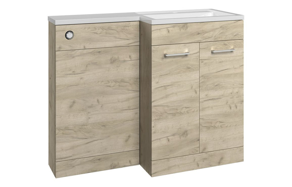 Venasa 1000mm Oak Bathroom Furniture & WC Pack with Basin, Cistern, Tap & Mirror