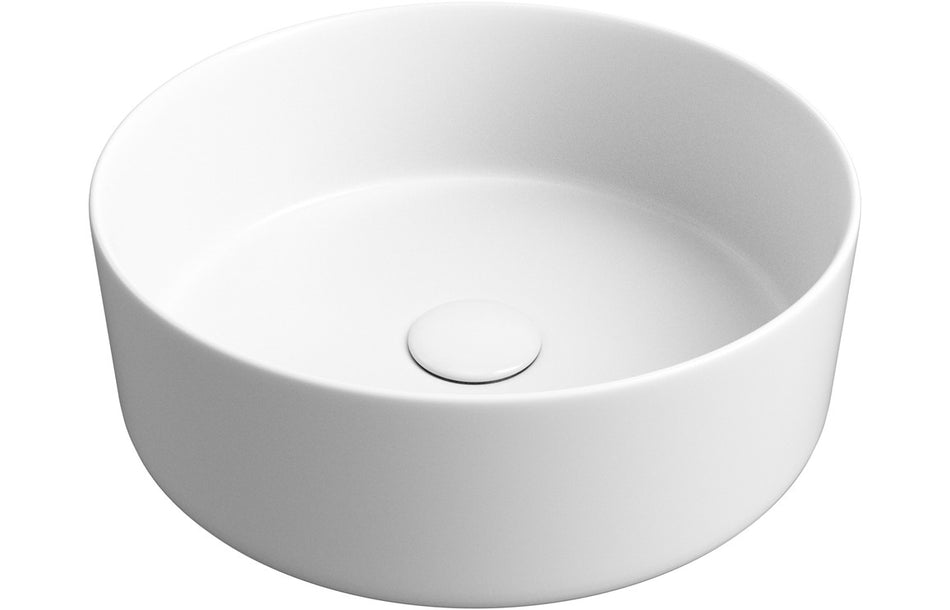 Lux 355mm Ceramic Round Washbowl & Waste - Matt White