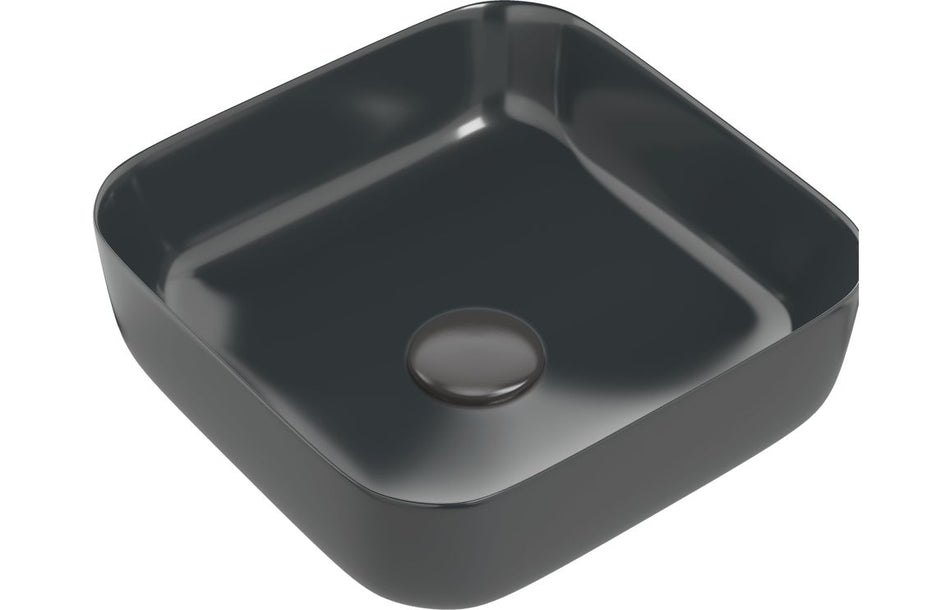 Lux 400mm Ceramic Square Washbowl & Waste - Matt Black