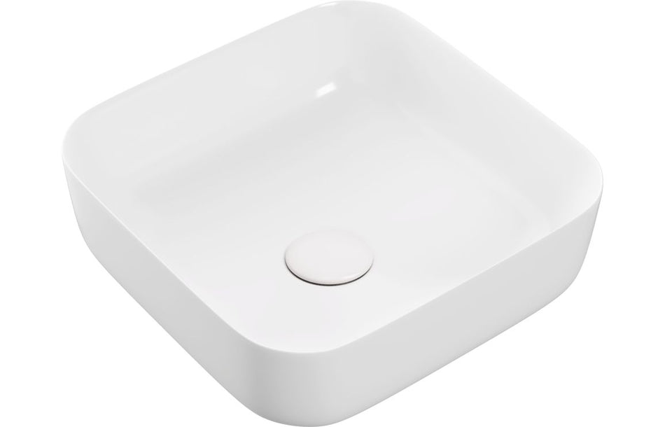 Lux 400mm Ceramic Square Washbowl & Waste - Matt White