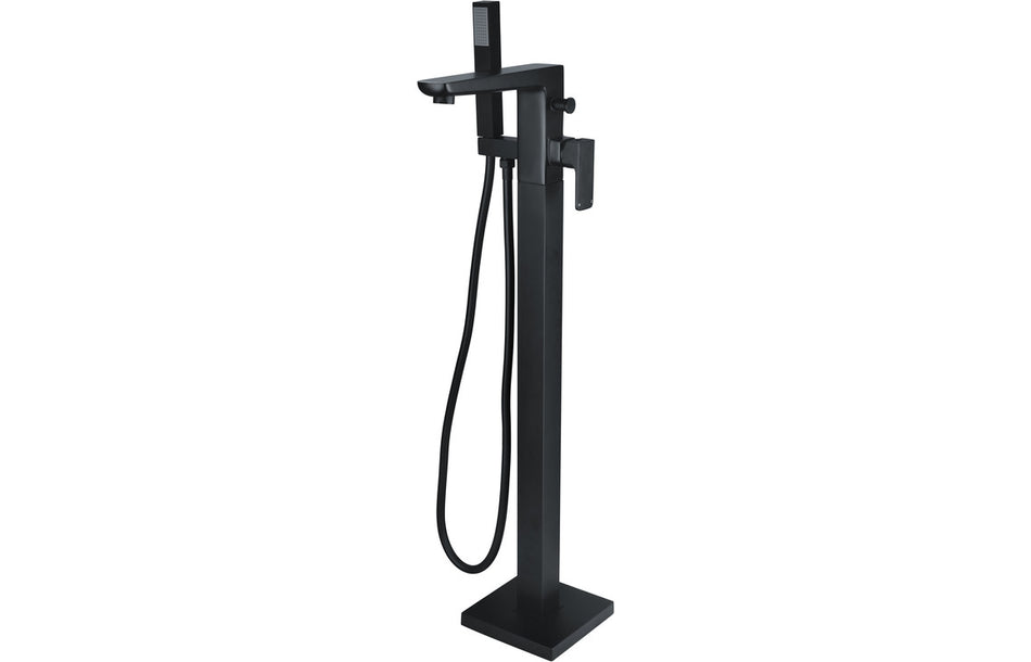 Bario Floor Standing Bath/Shower Mixer - Matt Black