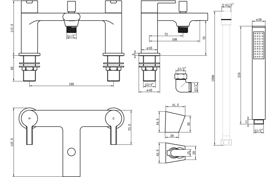 Avola Bath/Shower Mixer - Brushed Brass