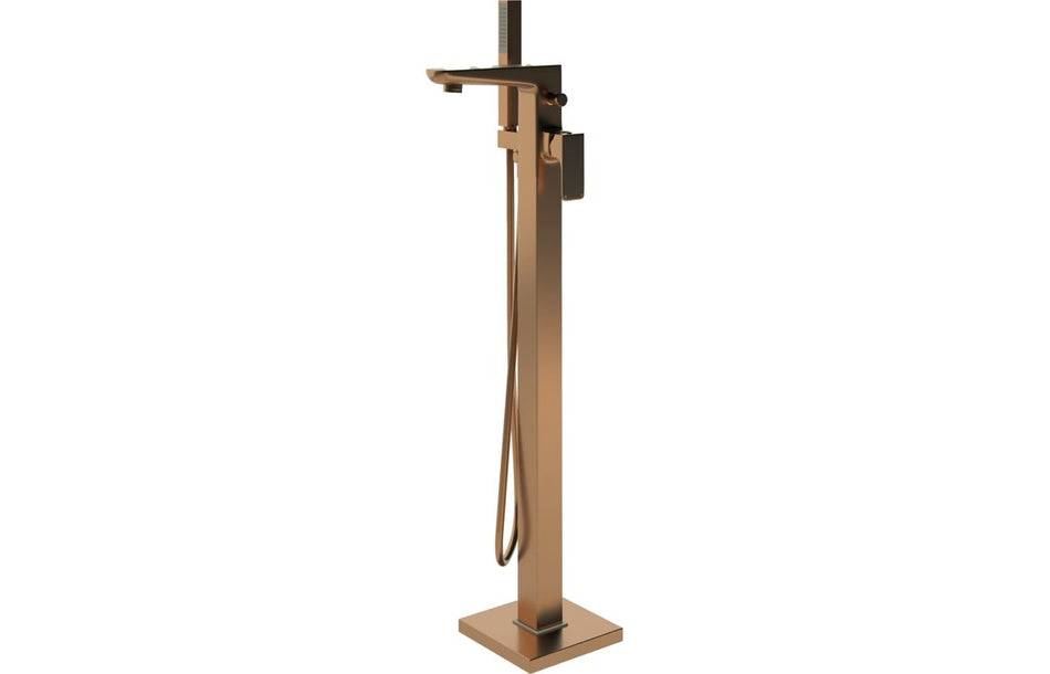 Bario Floor Standing Bath/Shower Mixer - Brushed Bronze