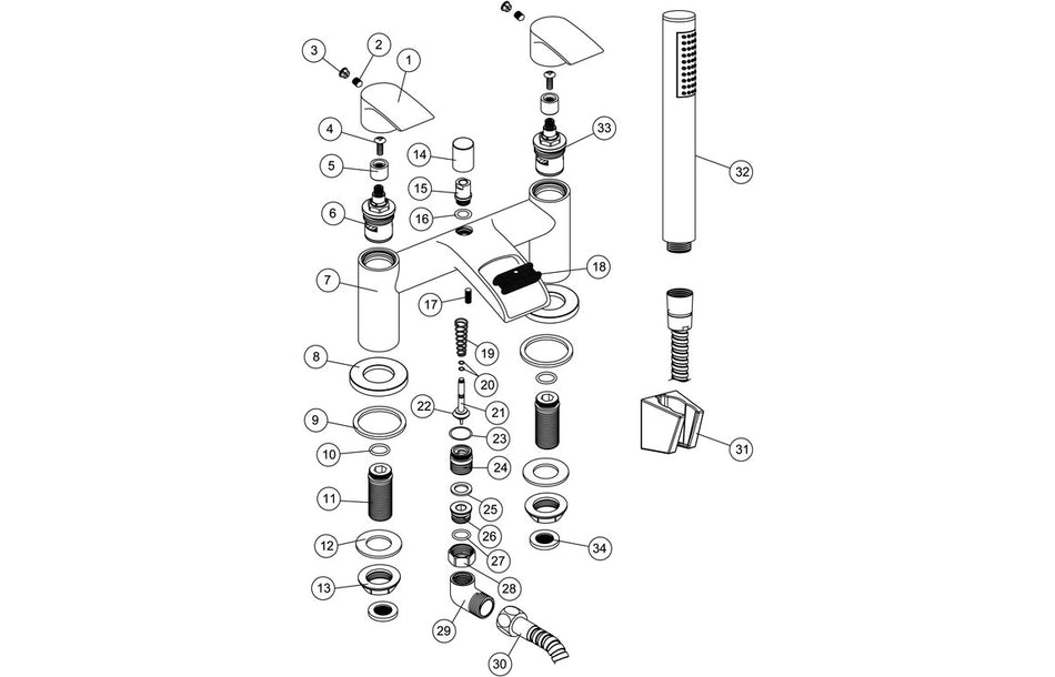 Rims Bath/Shower Mixer - Chrome