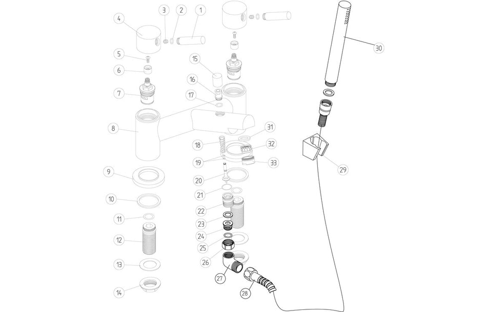Lisca Bath/Shower Mixer & Bracket - Chrome