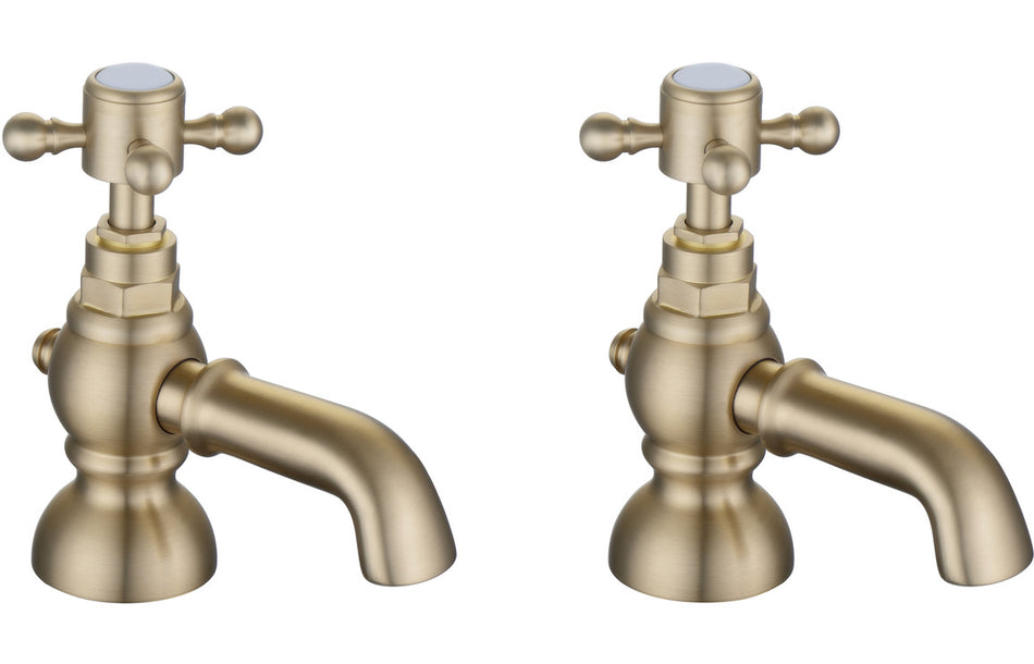 Tedlow Bath Pillar Taps - Brushed Brass