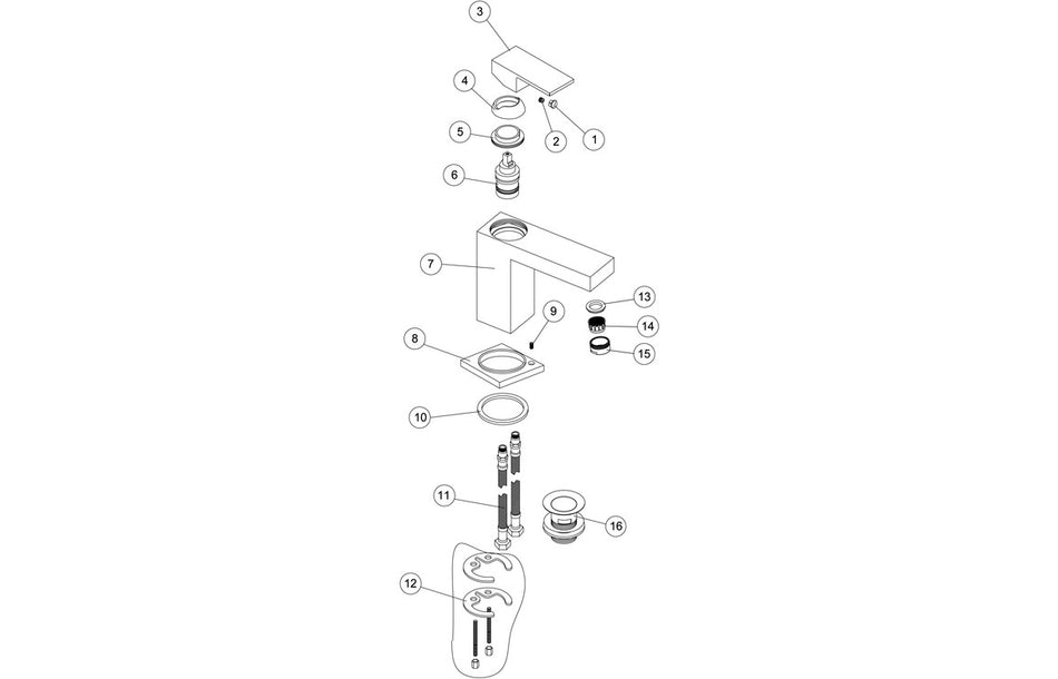 Zicara Basin Mixer & Waste - Chrome