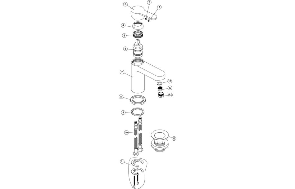 Abeno Basin Mixer & Waste - Chrome