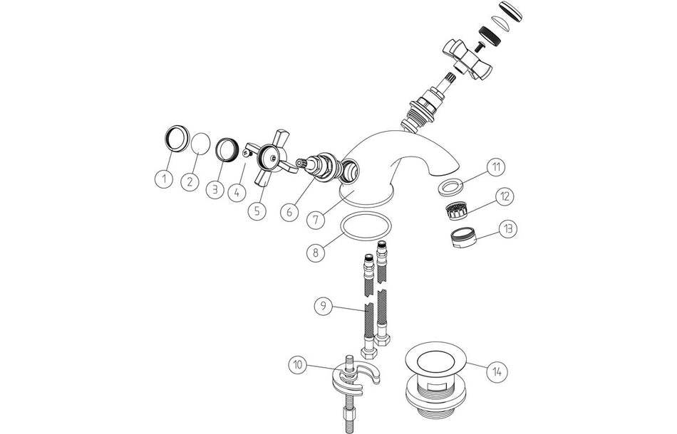 Borden Basin Mixer & Waste - Chrome