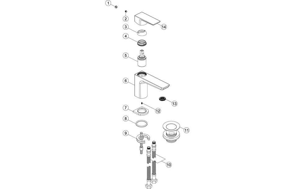 Bario Cloakroom Basin Mixer & Waste - Matt Black