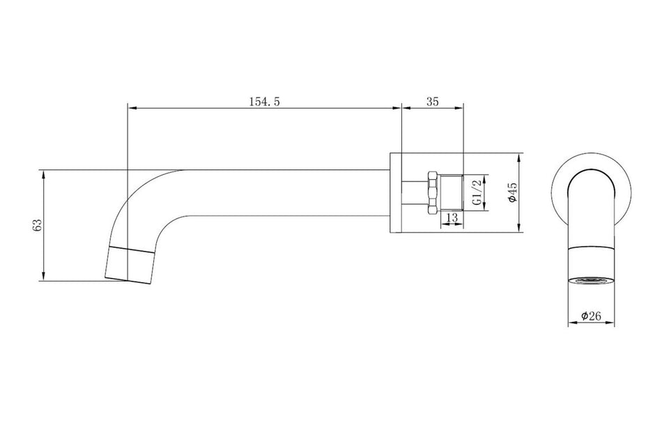 Pescera Wall Mounted Basin Mixer - Brushed Brass