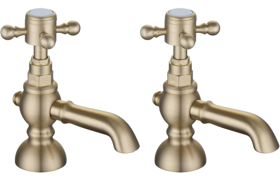 Tedlow Basin Pillar Taps - Brushed Brass