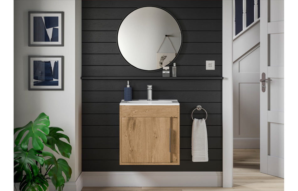 Element 510mm Floor Standing Unit Inc. Basin - Seville Oak