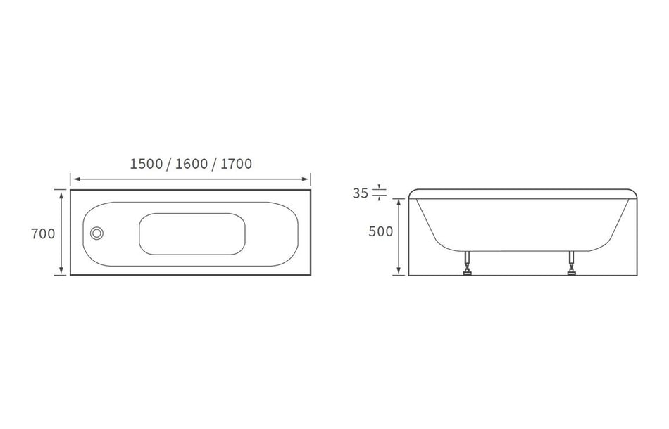 Eurowa Steel Single End 2TH Bath w/Legs