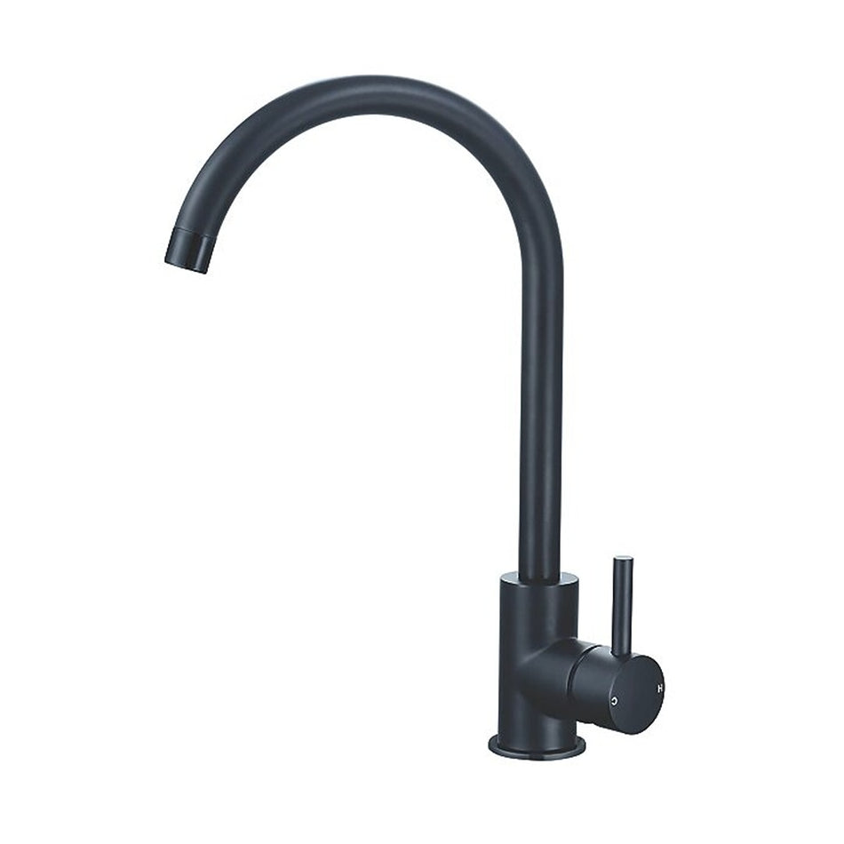 HIGHLIFE BATHROOMS Kitchen Mixer Tap Blackford Single Lever Sink Mixer Matt Black