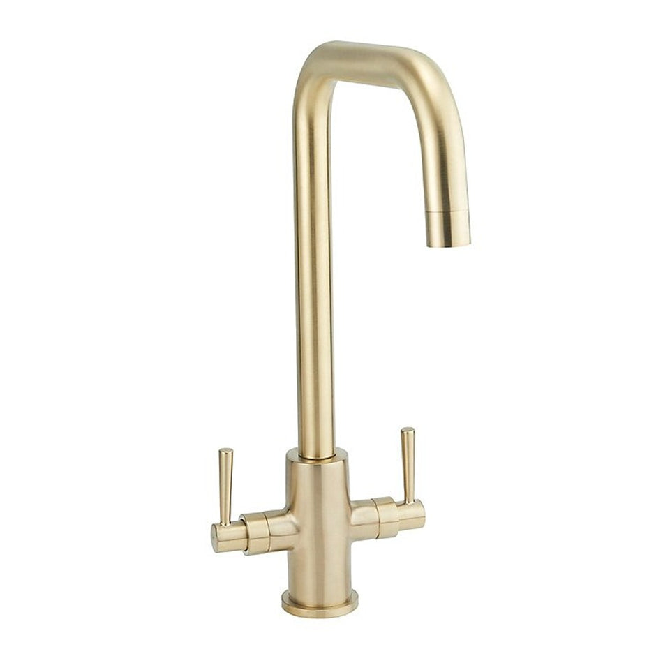 HIGHLIFE BATHROOMS Kitchen Mixer Tap DON Twin Lever  Brushed Brass