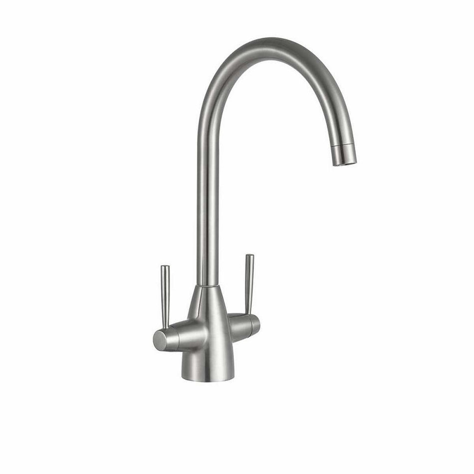 Kartell Dual Lever Kitchen Sink Mixer Tap Brushed Steel