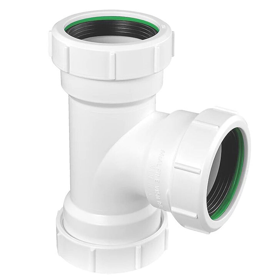 MCALPINE V15M COMPRESSION WASTE TEE WHITE 50MM