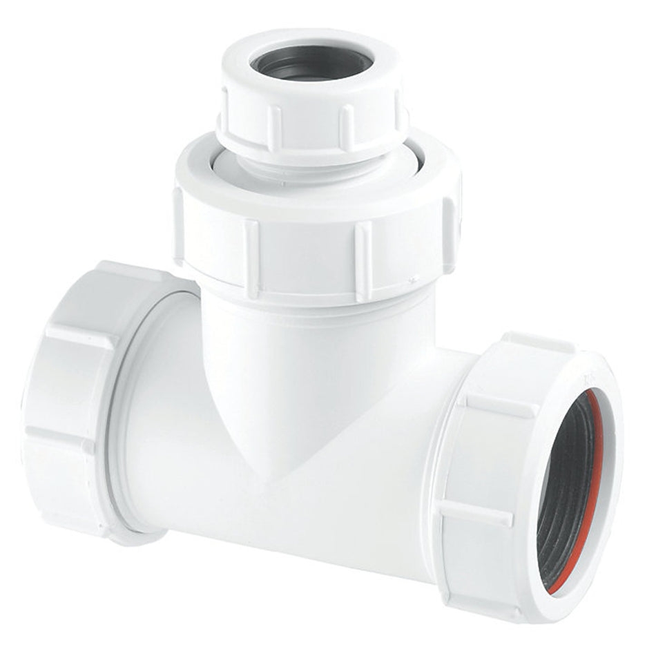 MCALPINE V1MX-CO COMPRESSION CONNECTION CONDENSATE TEE WHITE 40MM