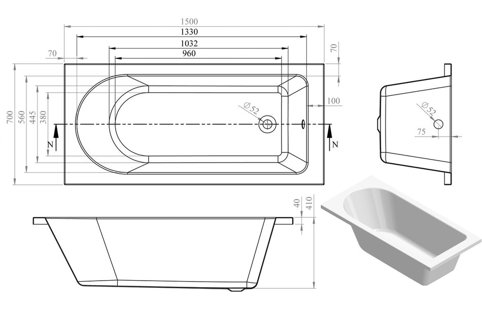 Miami Round Single End 0TH Bath w/Legs