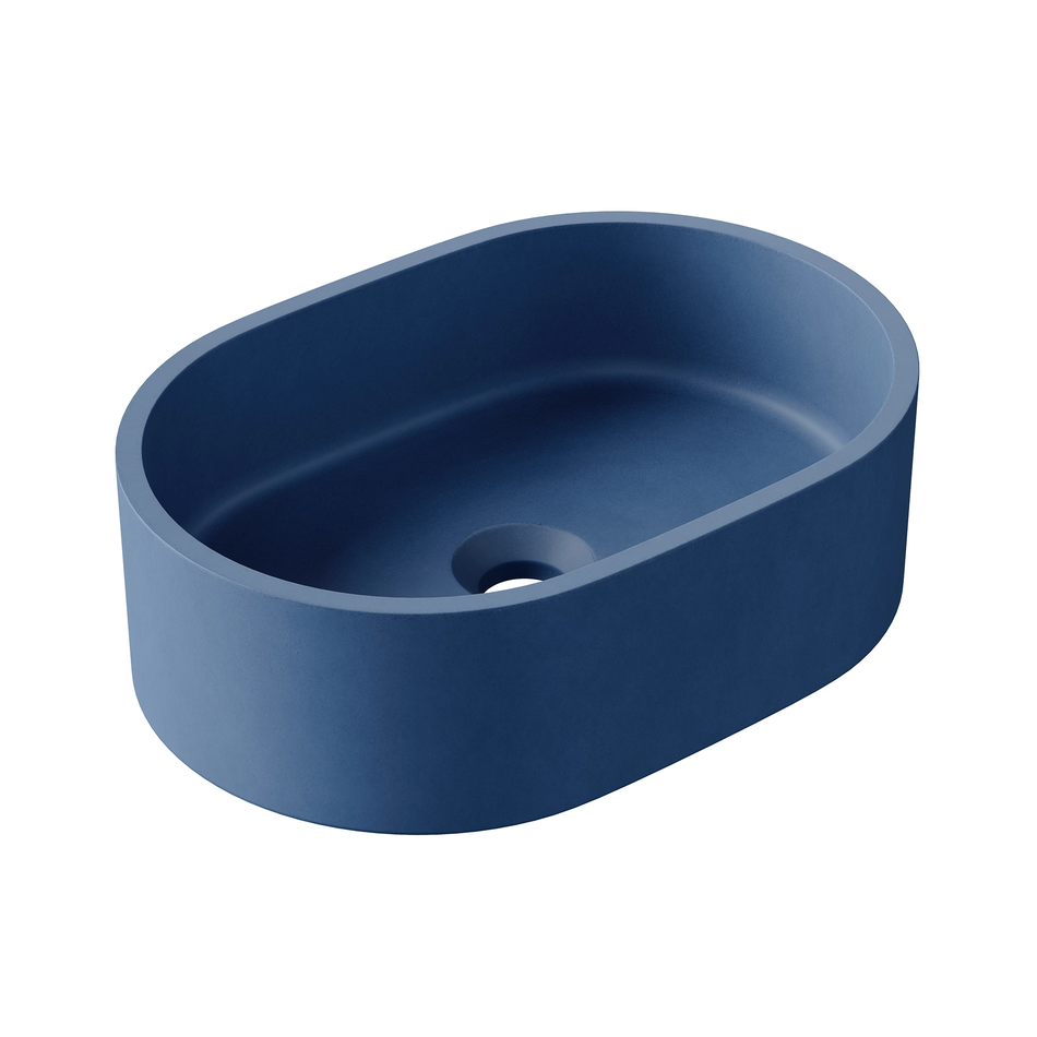 HiB Concrete Vessel Basin - Stunning Cobalt Blue Finish for Modern Bathrooms - Pill Shape