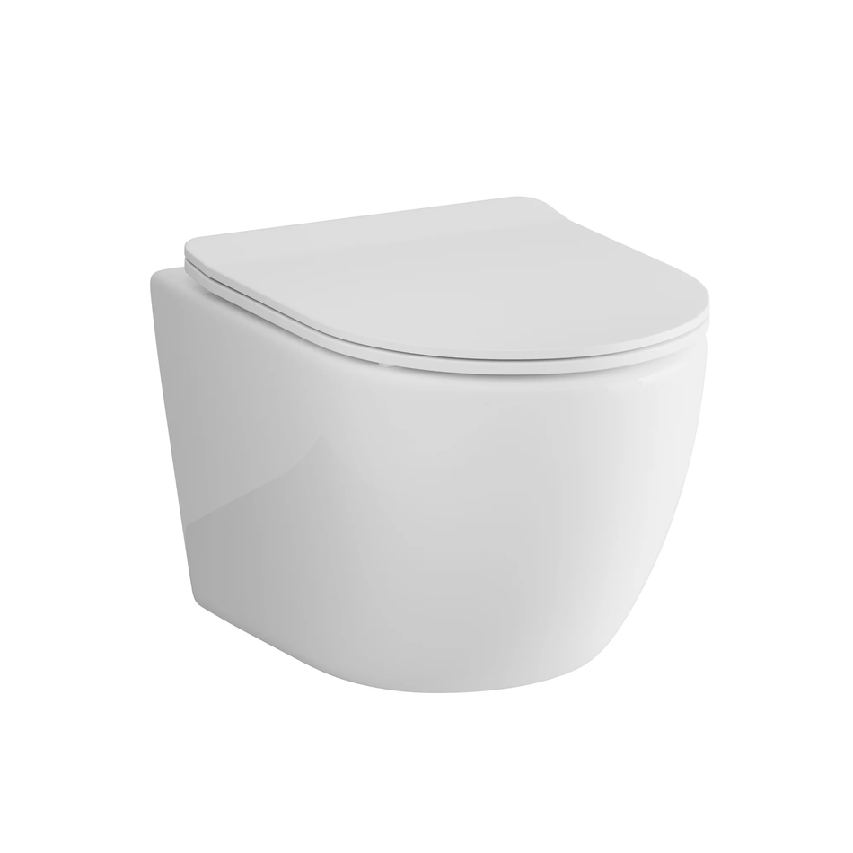 HiB Wall Hung WC Pan - Quick Release Soft Close Toilet Seat & Chrome Hinges