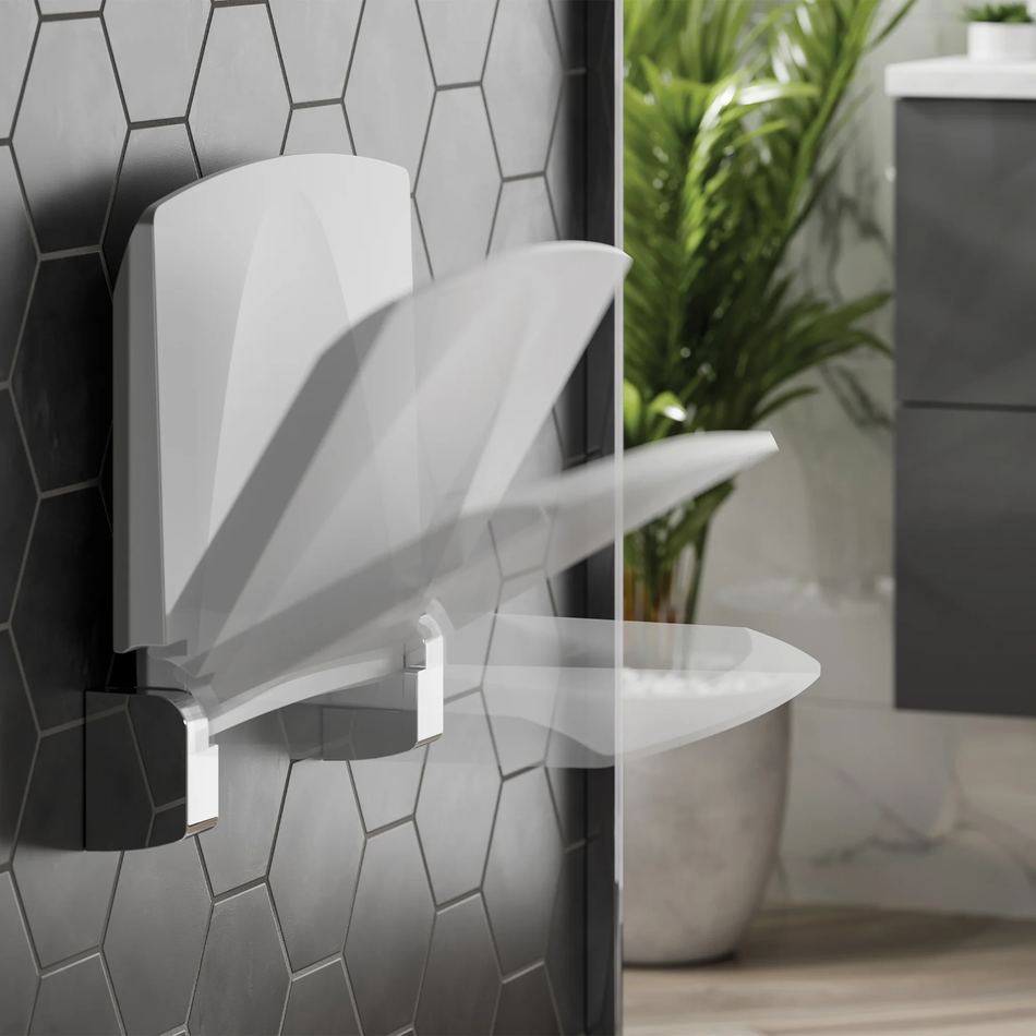 Shower Seat For Elderly - Wall Mounted Foldable - White