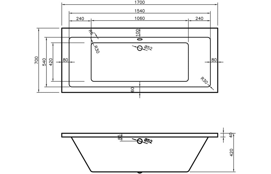 Navarre Square Double End SUPERCAST 0TH Bath w/Legs