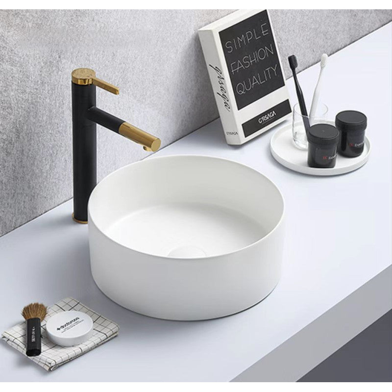 Matt White Round Countertop Basin - 300mm Diameter